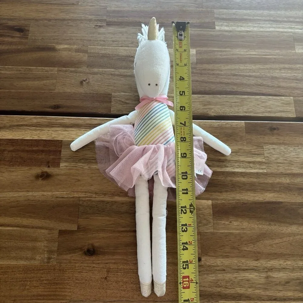 Alimrose Yvette Plush Unicorn‎ Toy Doll Rainbow Stripes Girls Pink Tutu Skirt